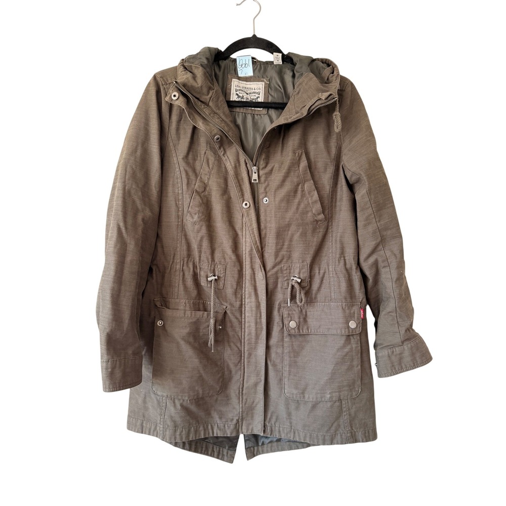 Levi Strauss‎ & Co Anorak Field Jacket Medium Olive Green Hooded Utility Coat